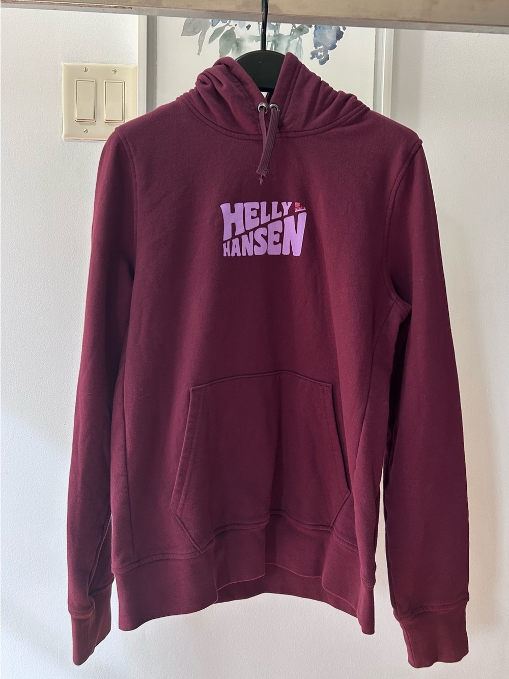 Helly Hansen Maroon Hoodie with Light Pink Logo Size M
